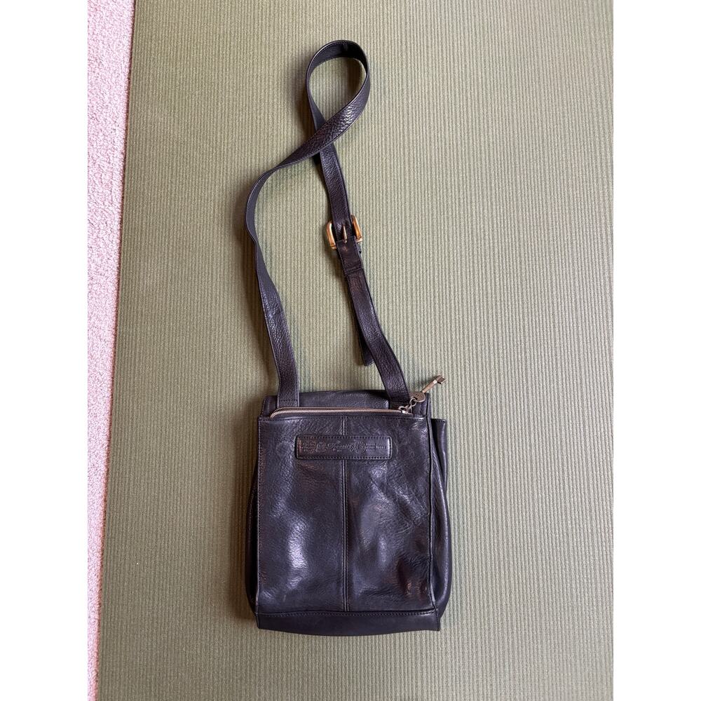 Vintage Fossil Brown Leather Crossbody Messenger Bag Key Charm - Picture 3 of 6
